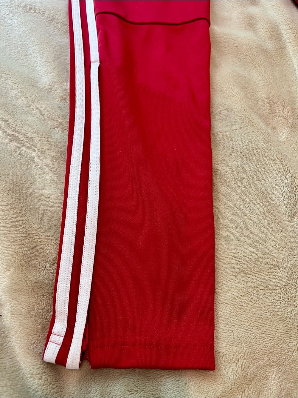 Adidas Red Climacool Track Pants Women’s M (12-14) White Stripes Zip Ankles - Picture 8 of 10